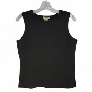 Eddie Bauer Sleeveless Black Knit Top Shoulder Button‎ Detail Women's XS